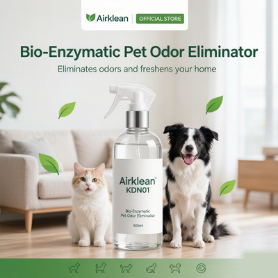 Un buen precio. Airklean KDN01 Eliminador bioenzimático de olores de mascotas Líquido de desodorización de extracto de fermentación de células completas en línea